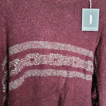 Michael Bastian Pullover Sweater Long Sleeve Crew Neck Boucle Beetroot Large