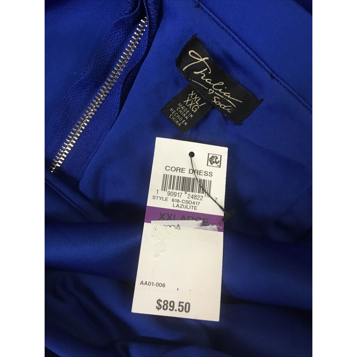 Thalia Sodi Off-The-Shoulder Neckline Bodycon Dress Back Zip Lazulite XXL Blue