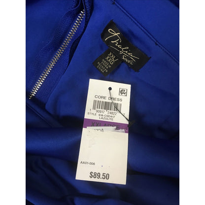 Thalia Sodi Off-The-Shoulder Neckline Bodycon Dress Back Zip Lazulite XXL Blue