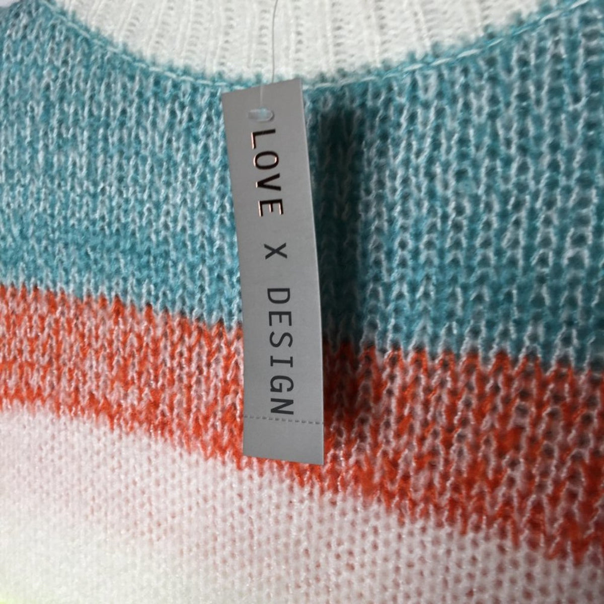 Love X Design Pullover Sweater Long Sleeve Stripe Soft Pastels Size SMALL NEW
