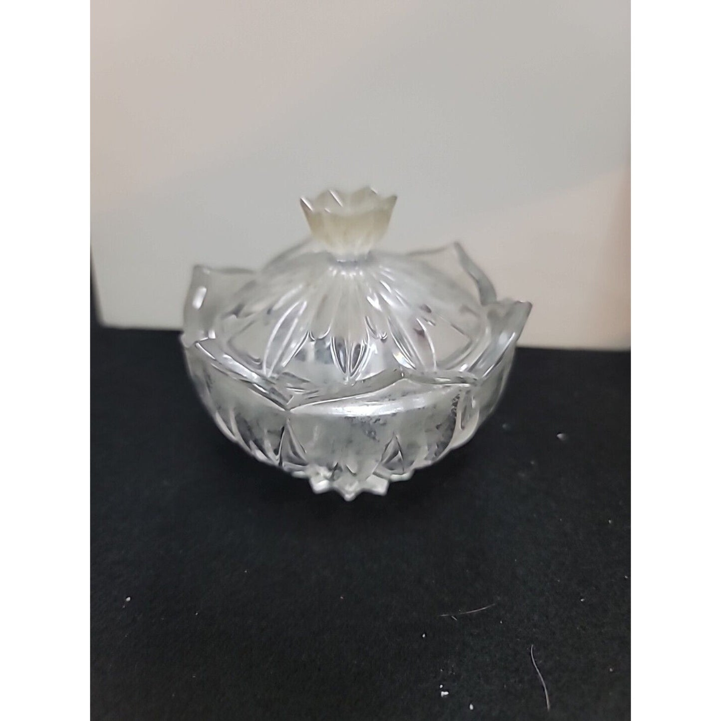 Gorham Crystal Rose Covered Candy Dish Trinket Vanity Powder Jewelry