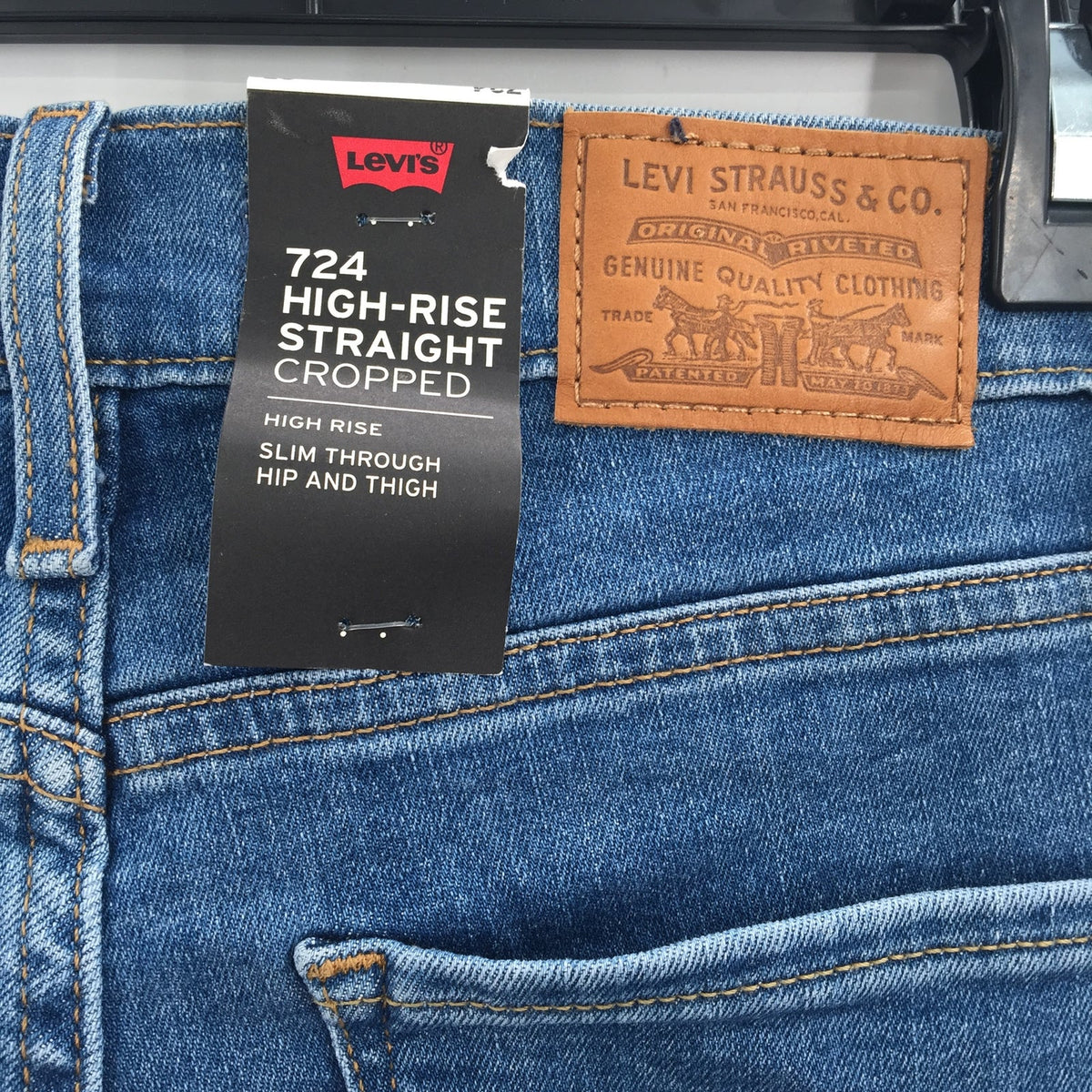 Levi's Premium 724 High Rise Straight Cropped Jeans Zip Fly Blue Size 27