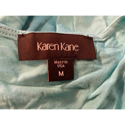 Karen Kane Sleeveless V-Neck Draped Front Tank Top Size Medium Aqua Blue NWT