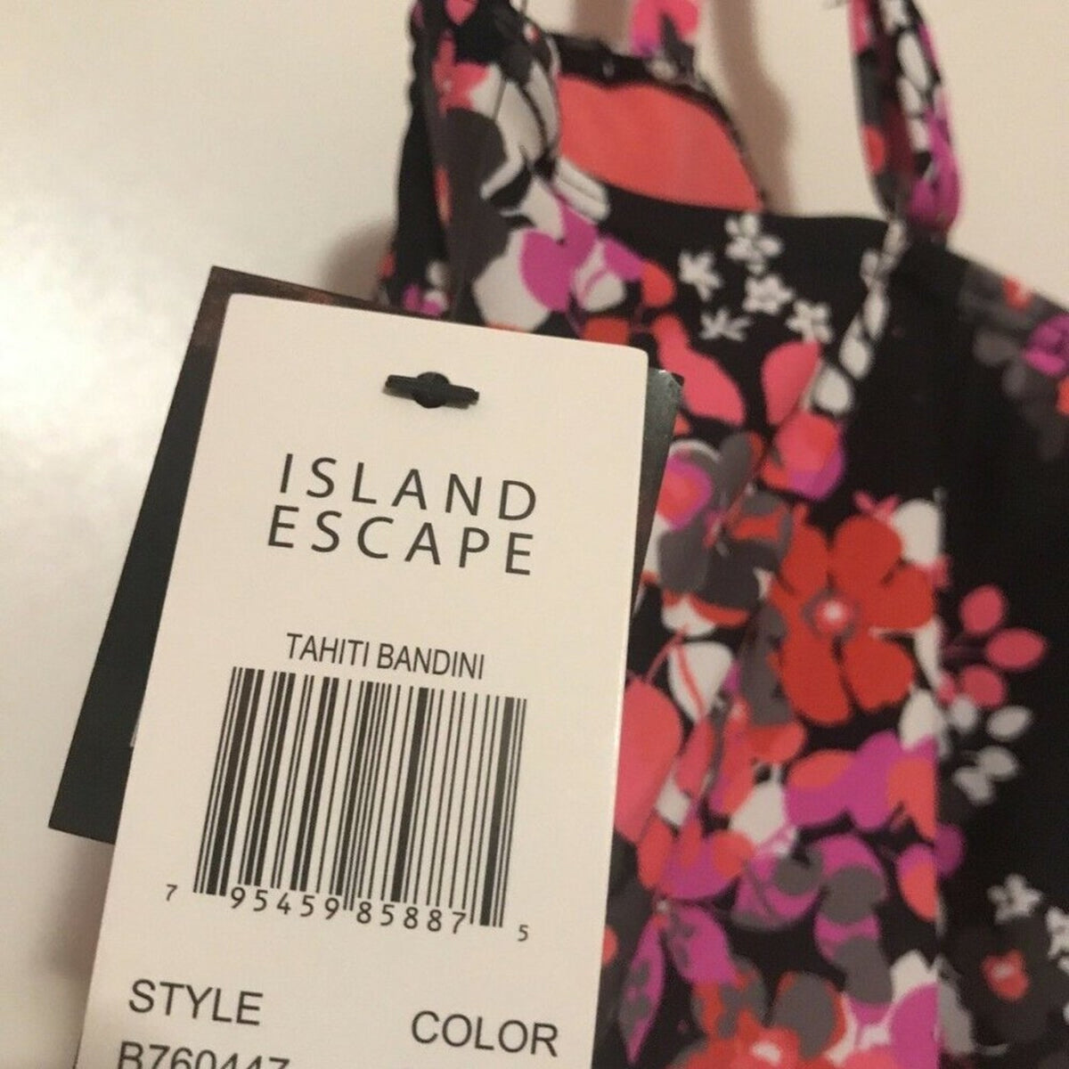 NWT Island Escape Floral Ruffle Bandeau Tankini Size 12