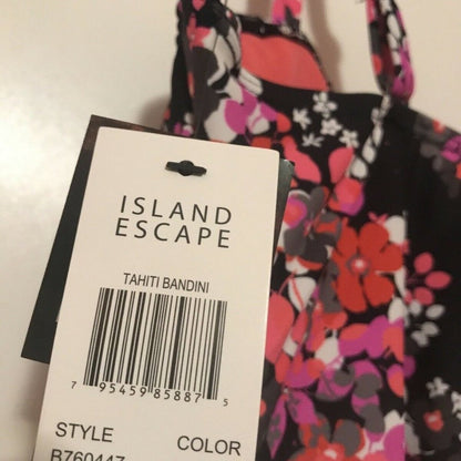 NWT Island Escape Floral Ruffle Bandeau Tankini Size 12