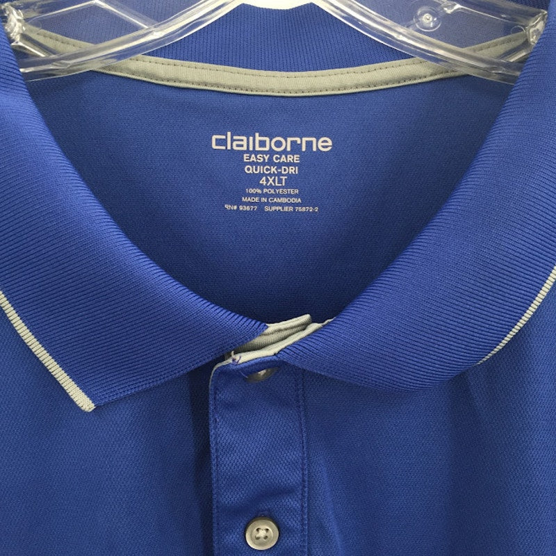 Clairborne Blue Easy Care Quick Dri 4 XLT polo golf short sleeved shirt
