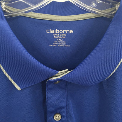 Clairborne Blue Easy Care Quick Dri 4 XLT polo golf short sleeved shirt