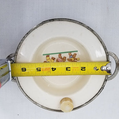 Excello Metal porcelain vintage 3 bears childs food serving dish hot water stopper
