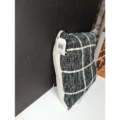 Kensington Garden SMall World Black and White Decorative Cotton Pillow 20x20 NEW
