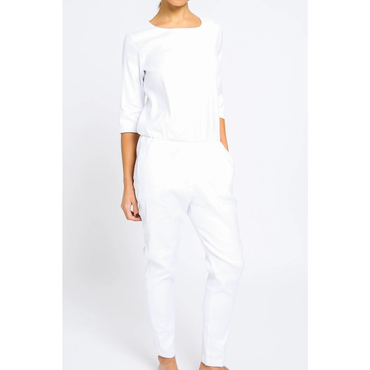 Jarbo NWT Boatneck 3/4 Sleeve Jumpsuit Linen Cotton Size 36 Lagenlook