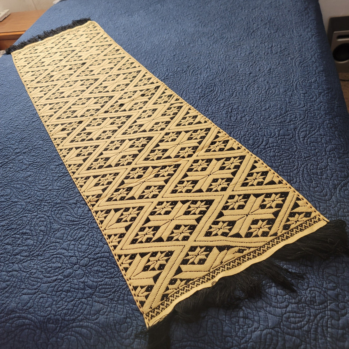 Handmade OAXACAN Table Bed Console Dresser Runner Embroidery Geometric Linens
