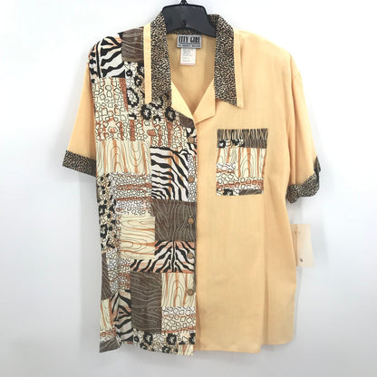 VTG City Girl Animal Print 3 Piece Set Button Up Shirt Full Zip Jacket & Skirt Size 16