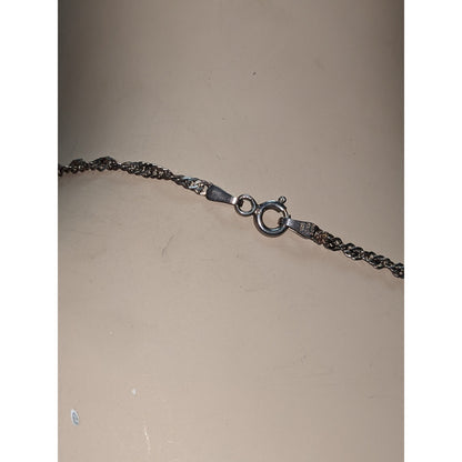 Vintage Sterling Silver Chain Italian Flat Loops Twist Effect 24"