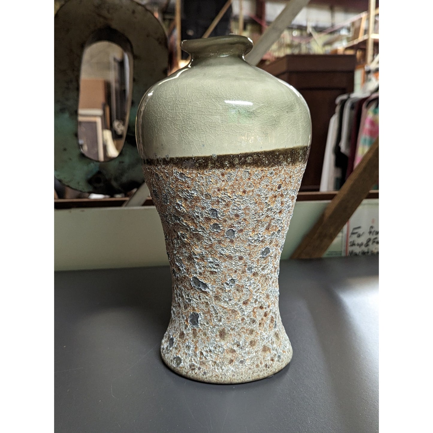 Sagebrook Home Decorative Ceramic Vase Green Mixture Textured Piece Crazing NEW