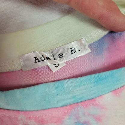 Adele B. Pastel Tie-Dye Long-Sleeve Tee & High Waist Drawstring Shorts Small NEW
