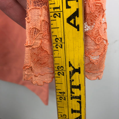 Vintage Womens Embroidered Lace Long Sleeve Mini Dress Orange 33 Inches