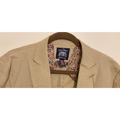 THE SAVILE ROW Sloane Chambray Cotton Brit Slim Suit Jacket Blazer 40R Tan NWT