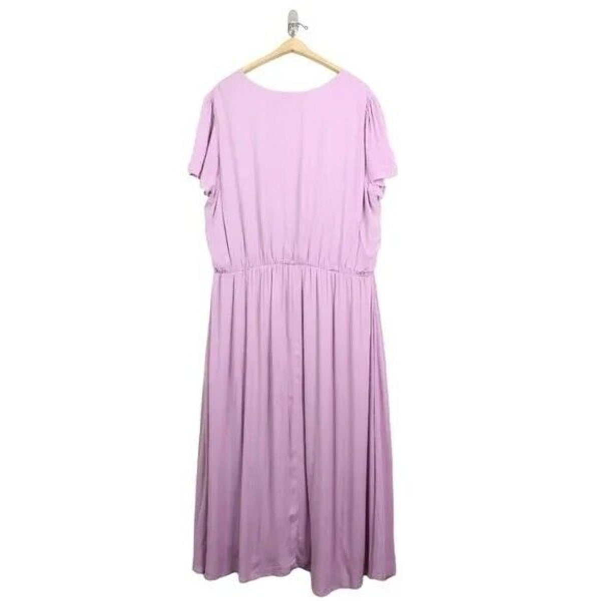 WAYF Blouson Pullover Lined Short Sleeve Flowy Midi Dress Size 1X Lavender NWT