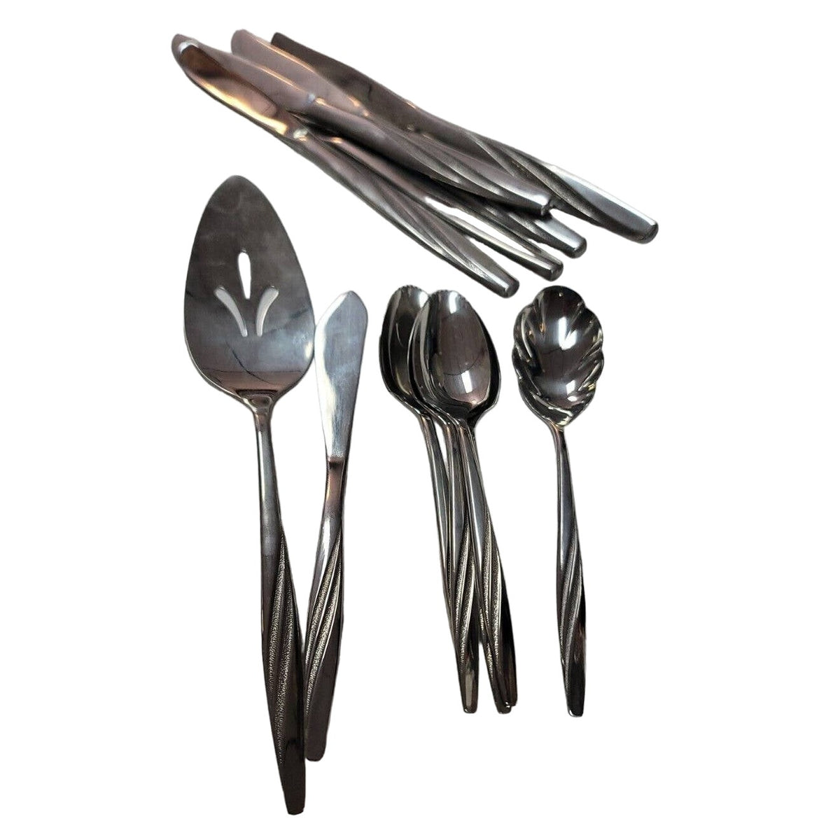 12 MCM Completer LOT AMERICAN IS Stainless USA "FLAIR" Glossy Texture serving