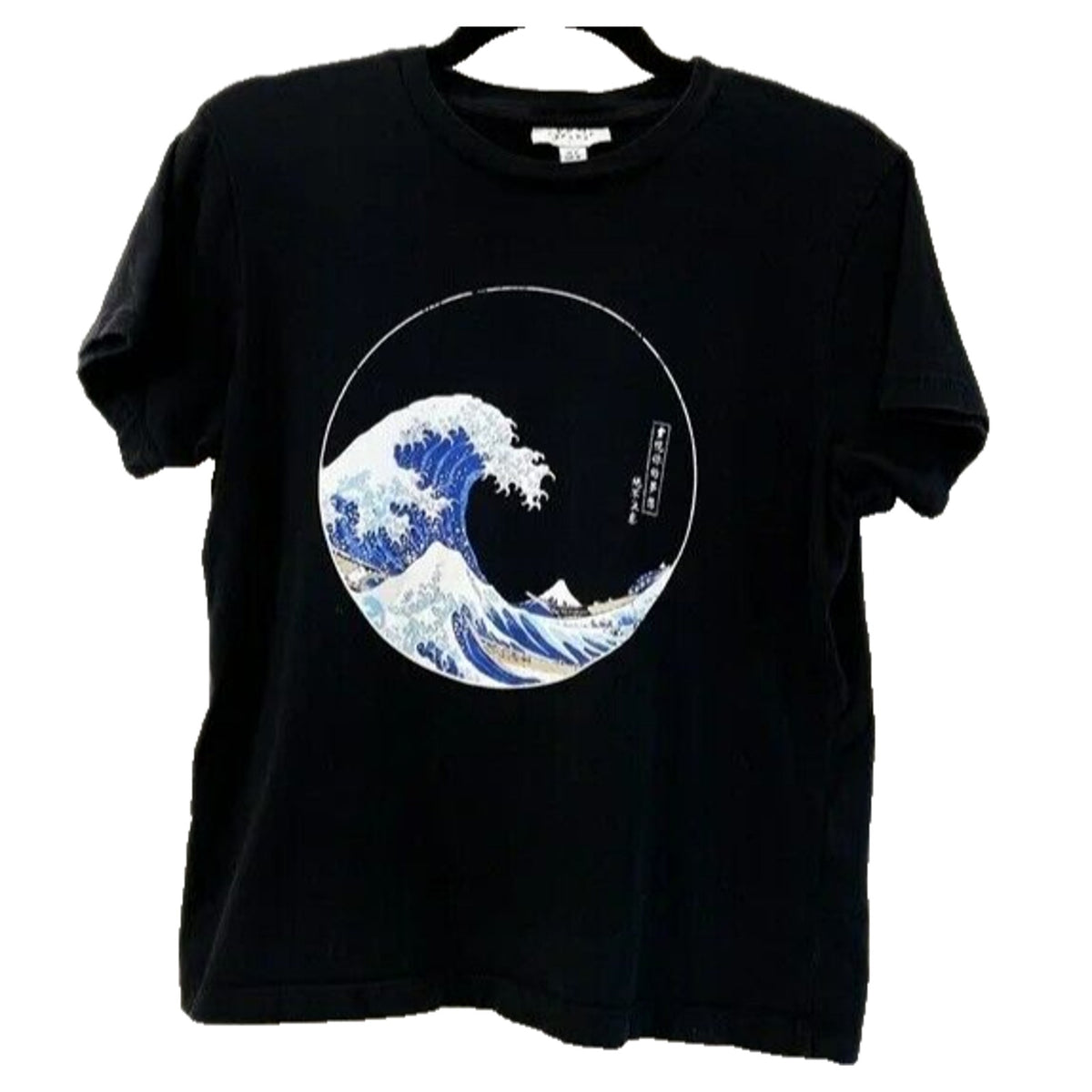 Topshop Kanagawa Wave Graphic Crew Neck Tee Shirt Size 2 US Black NWT XS