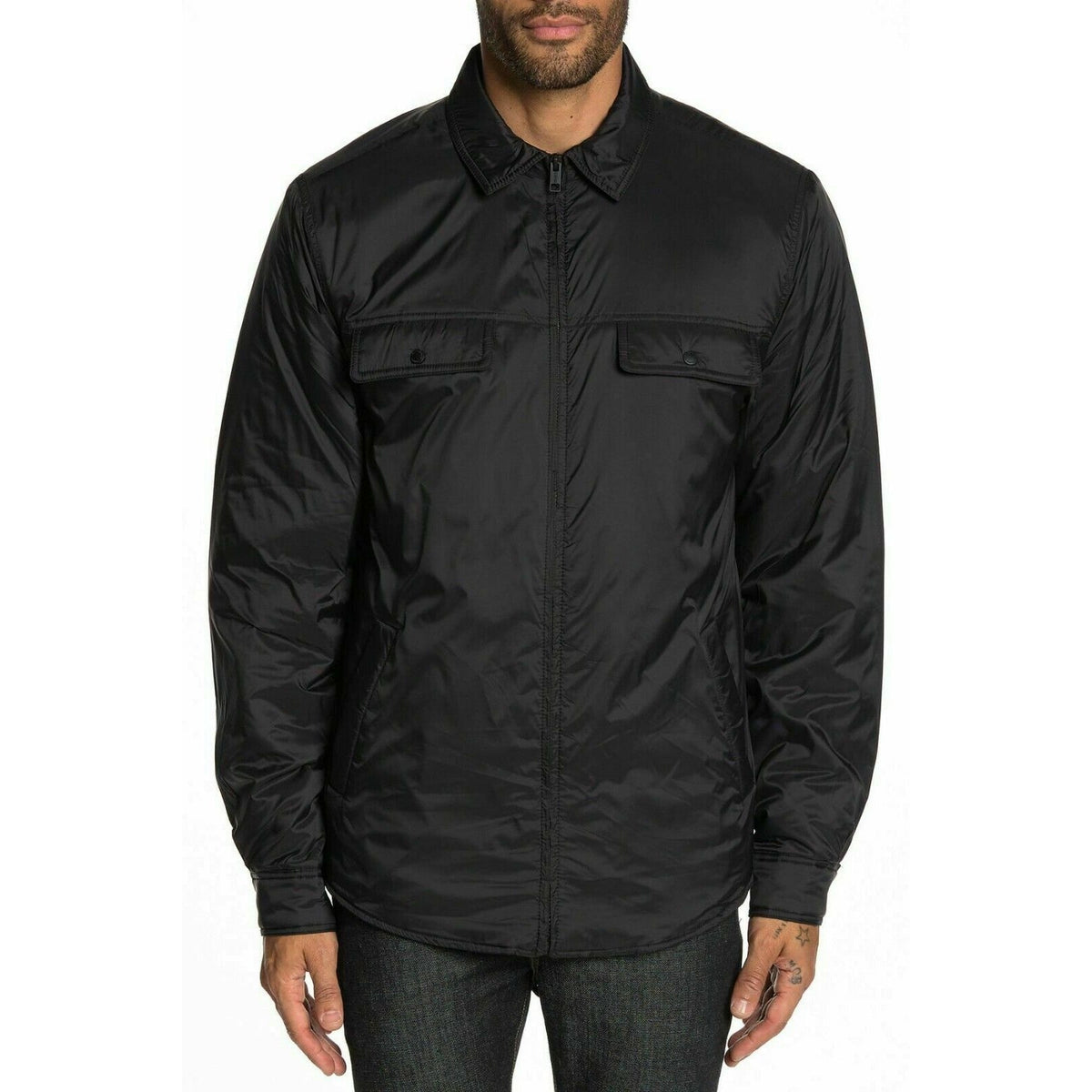 Original Weatherproof Vintage Zip Front Collar Nylon Lined Jacket Black X-Large