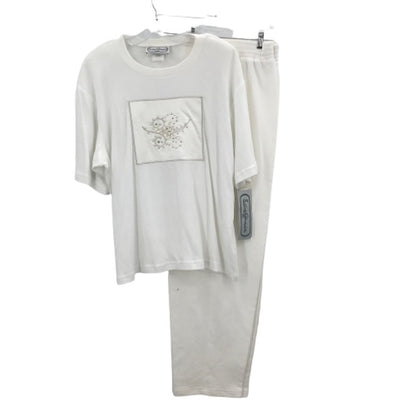 Saint Germain Vintage 2 Piece Sequin High Waist Padded Shirt & Pant Set XL New