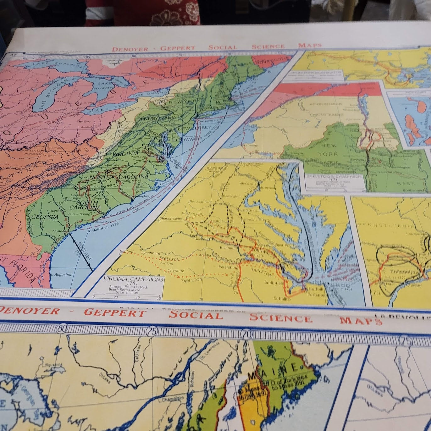 Denoyer Geppert Social Science School Roll Up Map Colonial Revolution 1960s