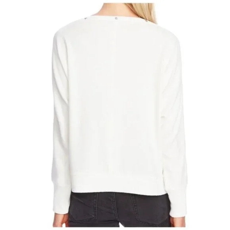Vince Camuto Women's Snap Trim Dolman Sleeve Sweater Size Large Ivory NWT Soft