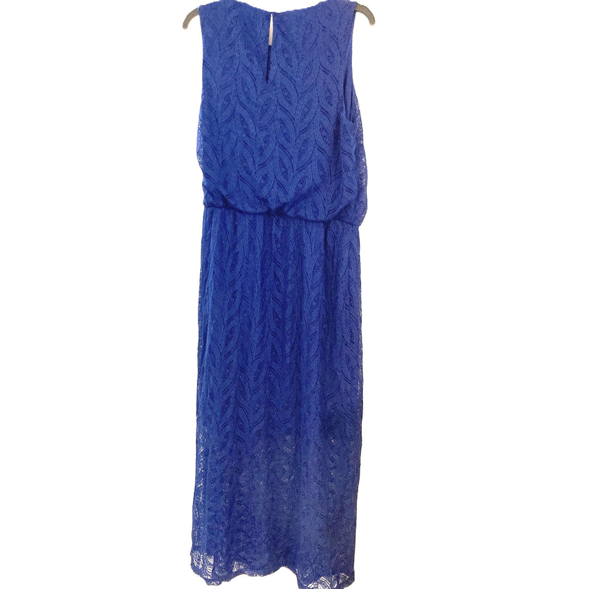 Sleeveless Peplum Waist Lace Overlay Maxi Dress Sz XL/Extra Large Blue
