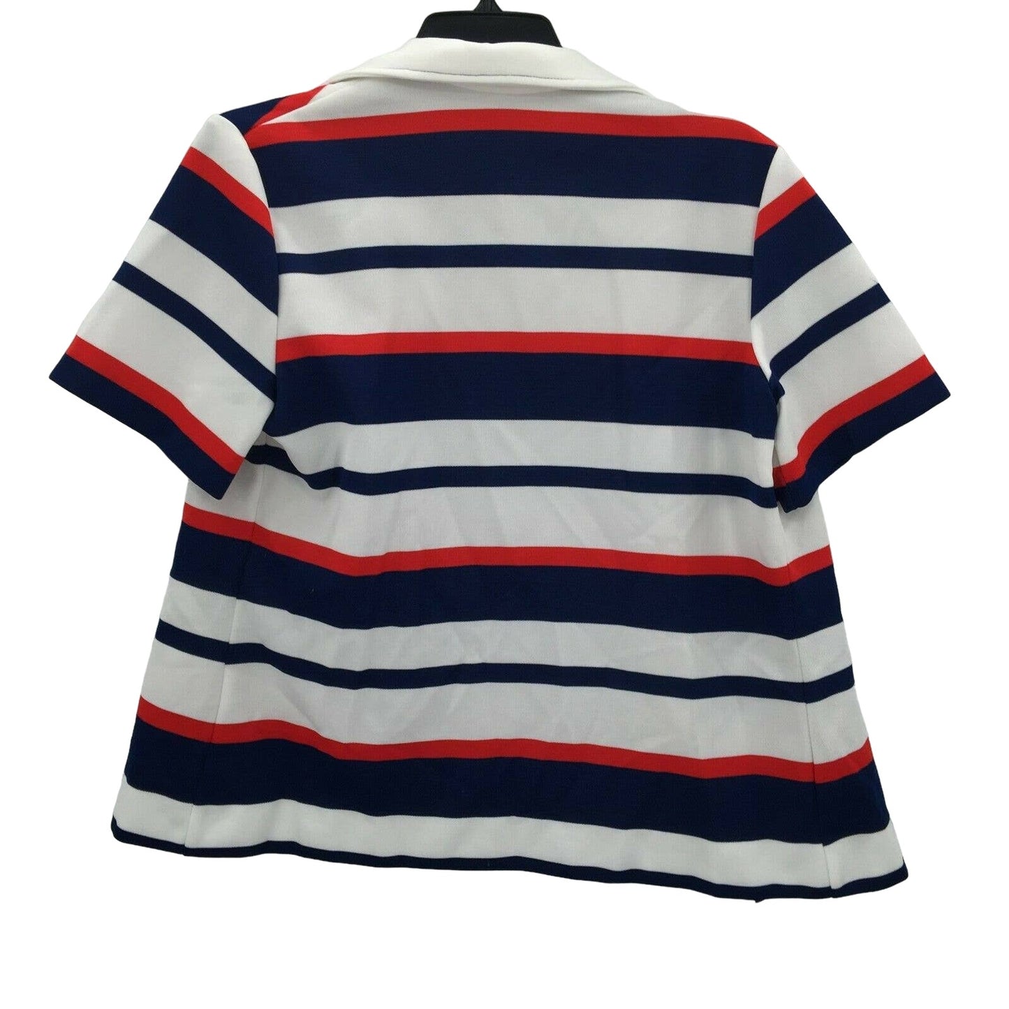 Vintage Red White Blue Patriotic Striped Casual Short Sleeve Open Front Jacket