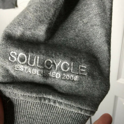 SoulCycle Cropped Lace Up Sweatshirt Pullover Embroidery Extra Small Grey Cozy