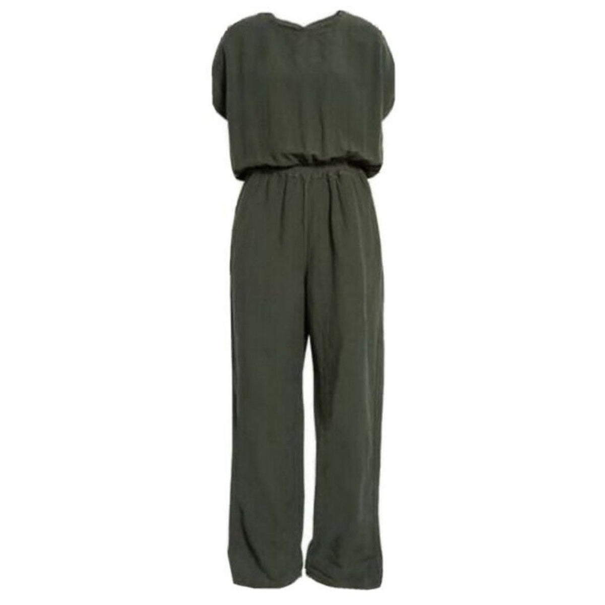 NWT NSF Clothing Isadora Jumpsuit LINEN blend Small Aviator Moss Green Batwings