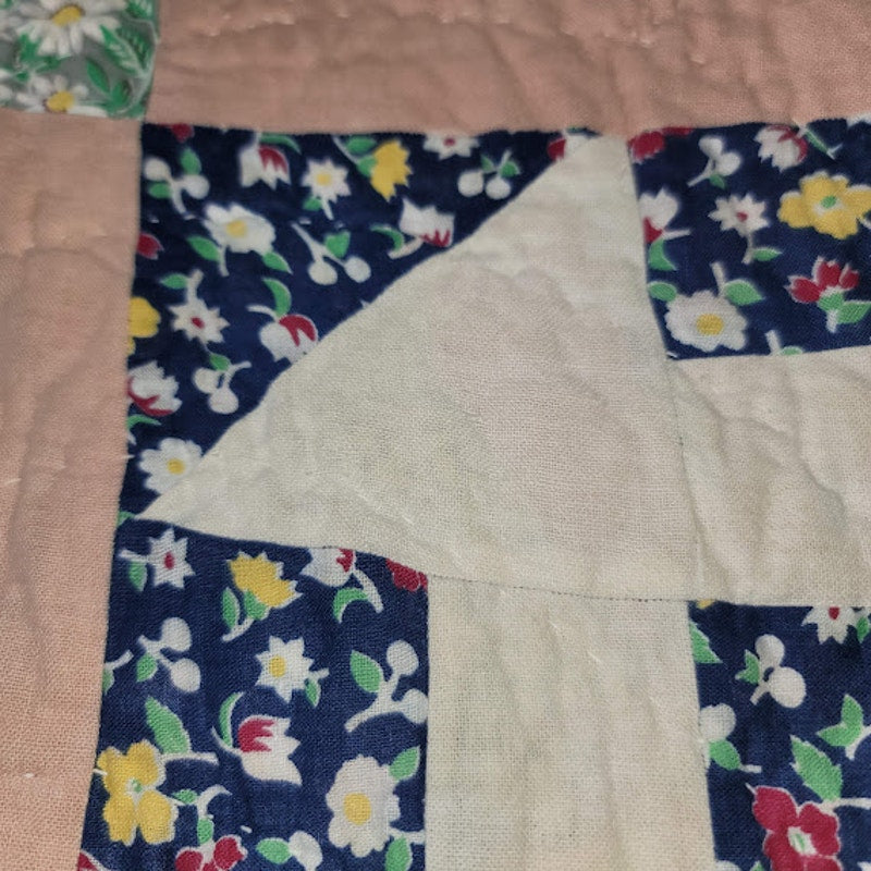 Vintage Handmade Quilt Full QUEEN Twin Bedspread Blanket Farmhouse Cabin 62"X76"