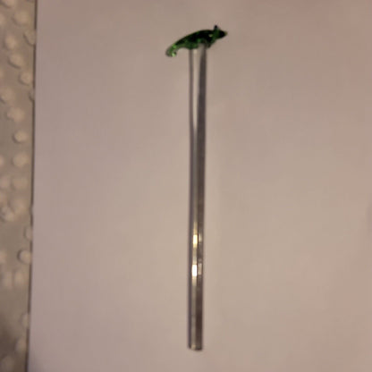 Hand-Blown Art Glass 8.5" SWIZZLE Stick margarita TIKI bar mixed drink ALLIGATOR