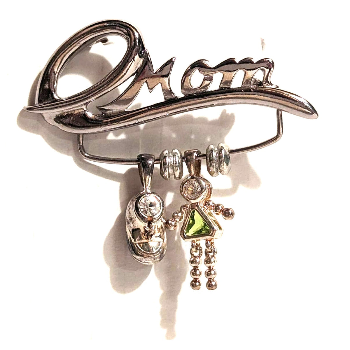 Keep It Sensational Mom Mother's Day Brooch Pin Peridot Tone Stone 925 Charm