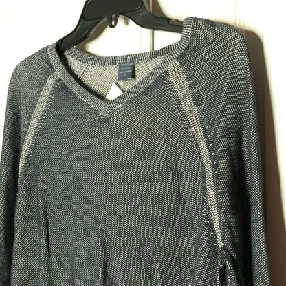 Tailor Vintage-Reversible Knit Pullover Sweater Long Sleeves V-Neck Gray Medium