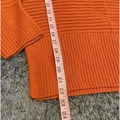 Topshop Womens Ribbed Sweater Pullover Sz 4 Orange Long Sleeves Mock Neck NEW