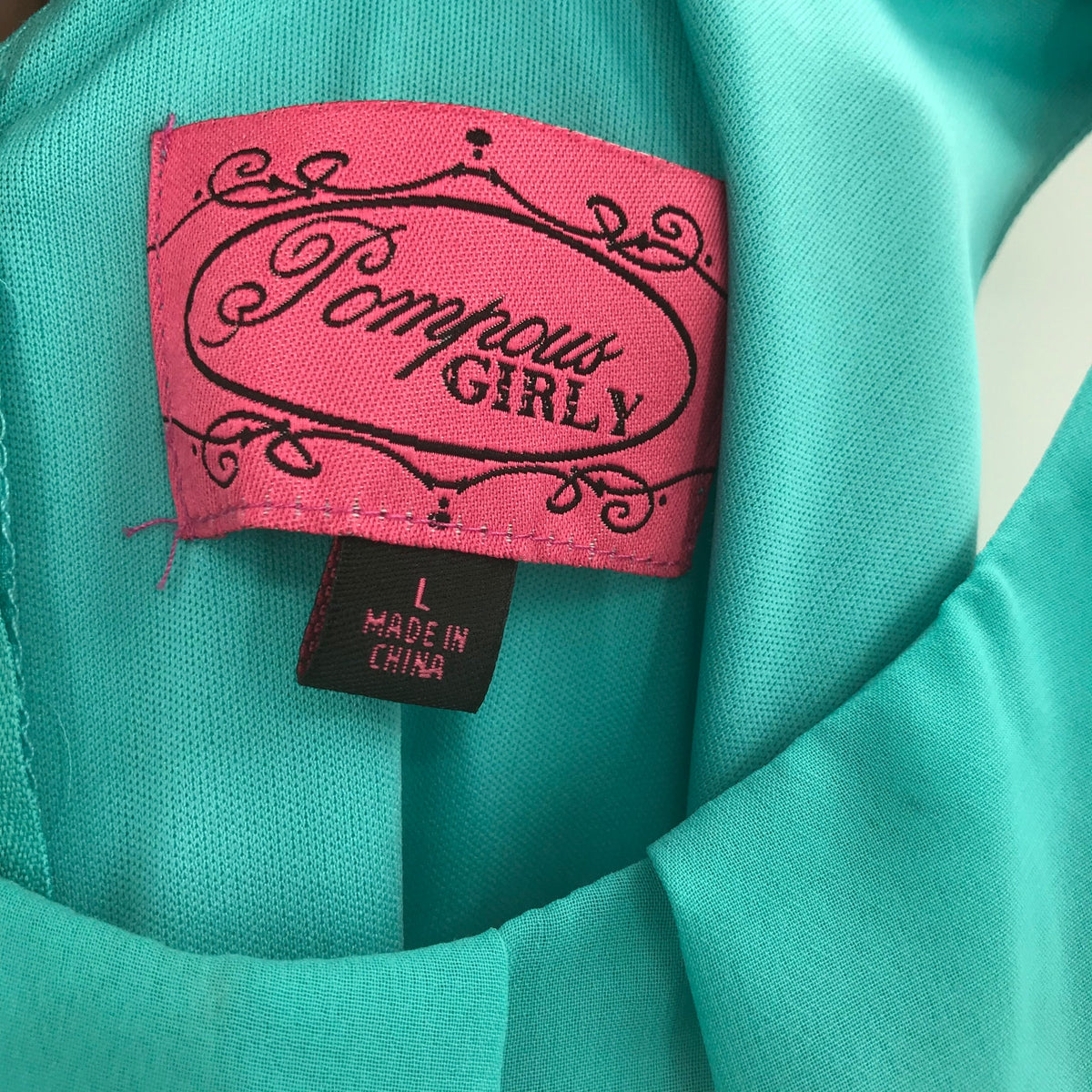 Pompous Girly Sleeveless Back Zip Pleated Maxi Dress Round Neck Turquoise Large