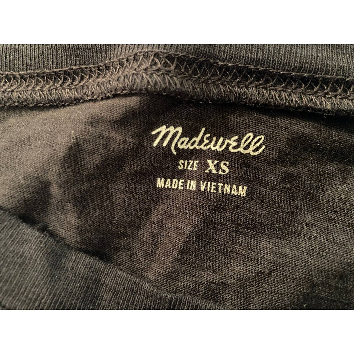 Madewell Long-Sleeve Crew Neck Pocket Tee Top Sz XS/Extra Small Black NWT