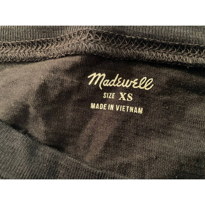 Madewell Long-Sleeve Crew Neck Pocket Tee Top Sz XS/Extra Small Black NWT