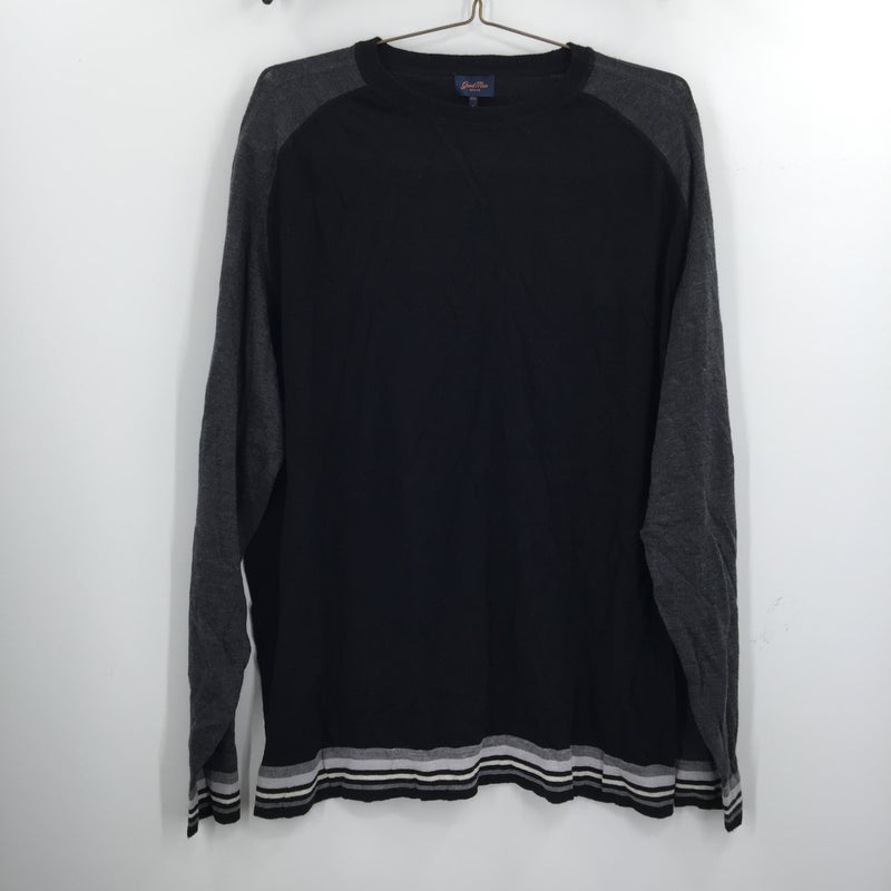 Good Man Brand Colorblock Raglan 100% Merino Wool Sweater Black/Gray SZ XX-Large