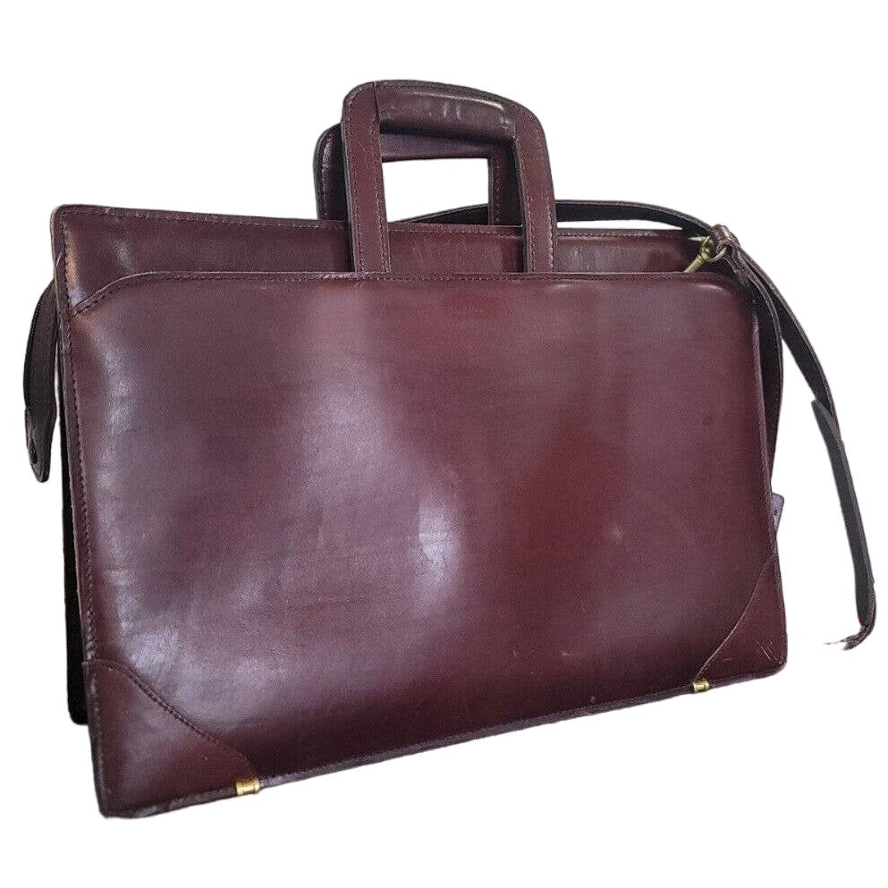 Vintage Schlesinger Brothers Case Setter Burgundy Saddle Leather Bag Briefcase