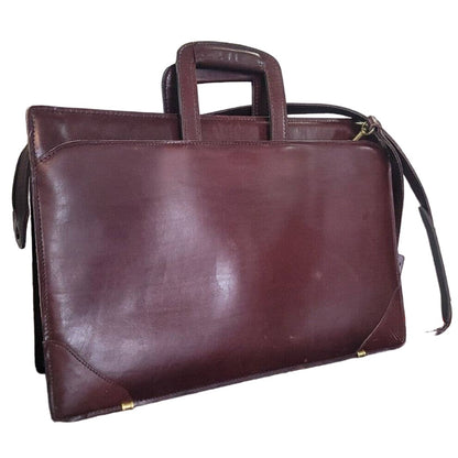 Vintage Schlesinger Brothers Case Setter Burgundy Saddle Leather Bag Briefcase