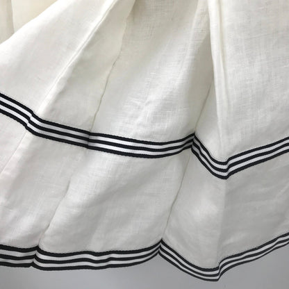 Cheerleader Striped Pleated circle Skirt High Rise Wasted Ivory Black Waist 32