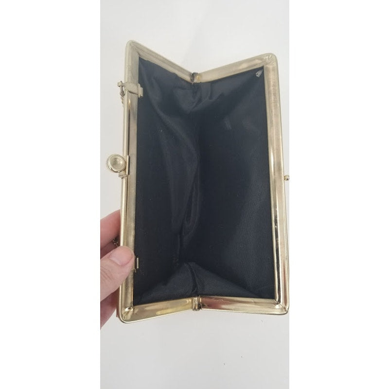 vINTAGE goldtone clutch with metal chain formal fancy SPARKLY GLITTER