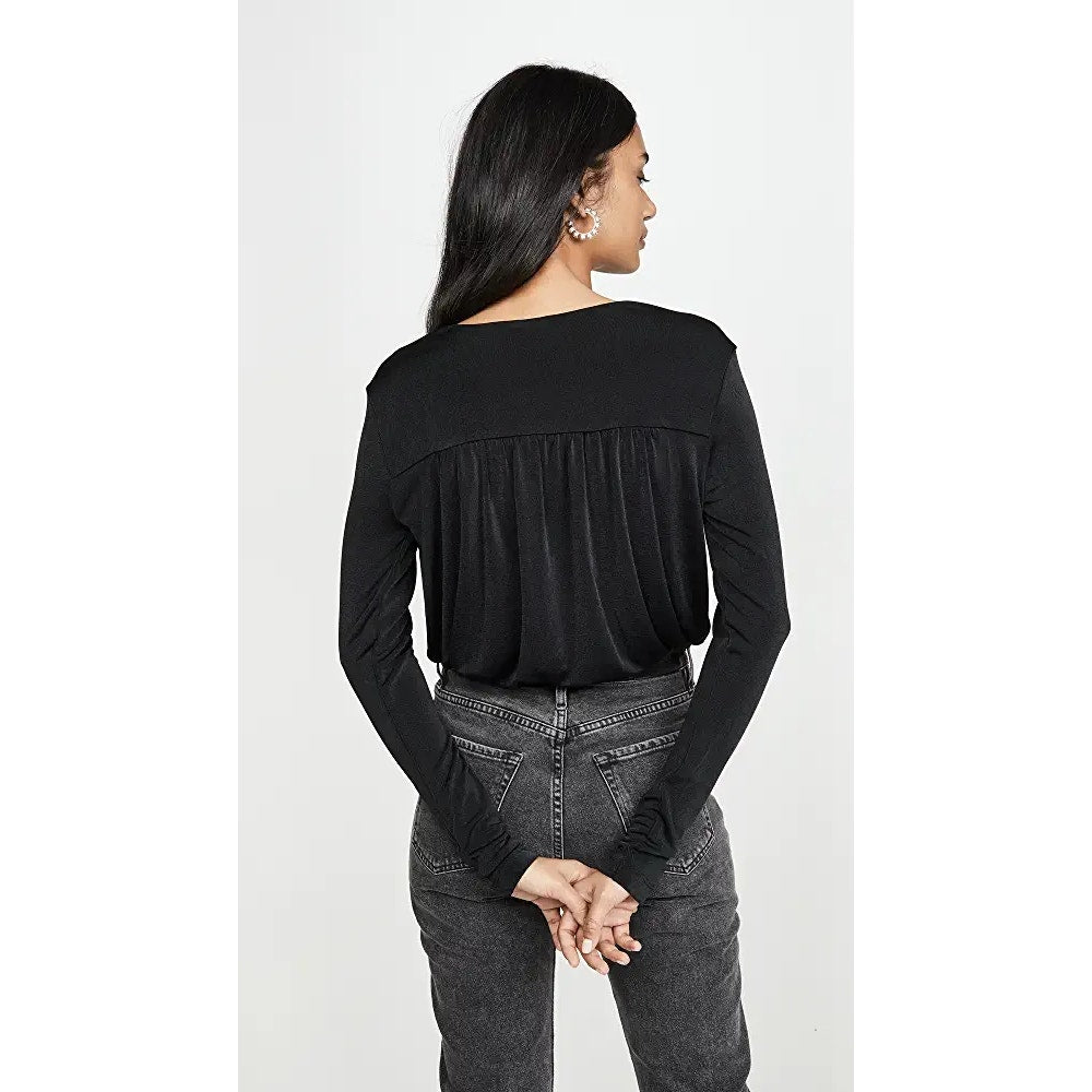 Free People Intimately Turnt Bodysuit Small Black NEW Surplice V-Neck Slinky