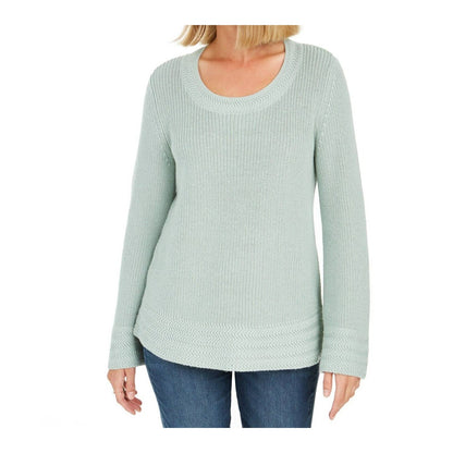 Style&co. Boxy Rib Knit Pullover Crew Sweater Top Size Large Dark Teal Blue NWT