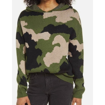 Cotton Emporium Pullover Hoodie Sweater Size Large in Camo Black Green Tan NWT
