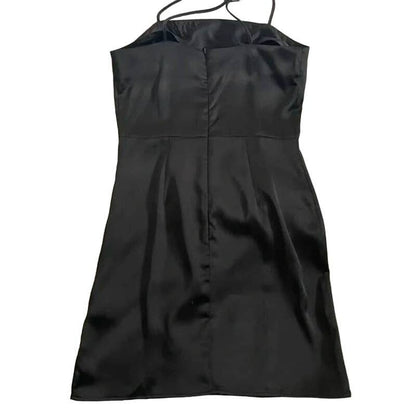 Topshop Satin Body Con Spaghetti Strap Mini Dress US 4 Black NWT