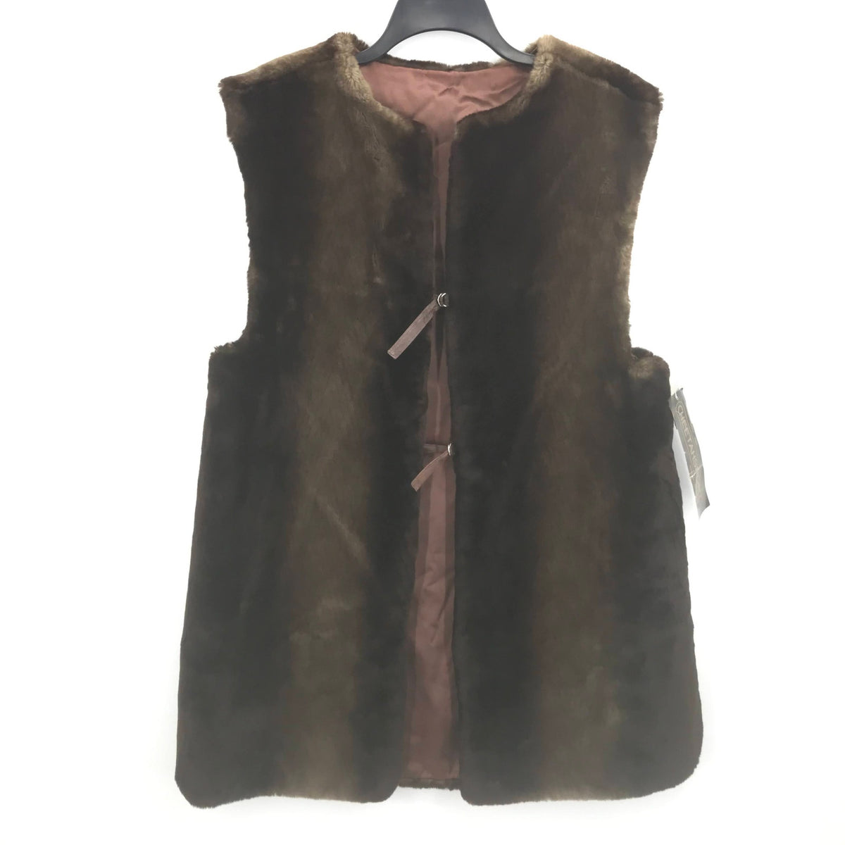 NAMAN  vintage Cheetahsport  Brown Faux Fur Vest Sleeveless Medium NWT